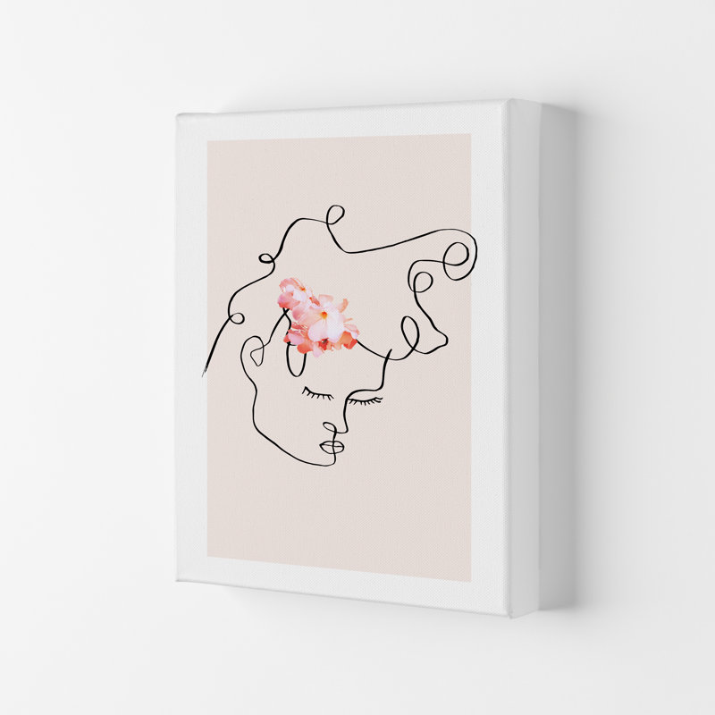 Semiprofile Messy Hair Blush Flower by Planeta444 - Print, No Framed, 42cm H x 29.7cm W x 4cm D