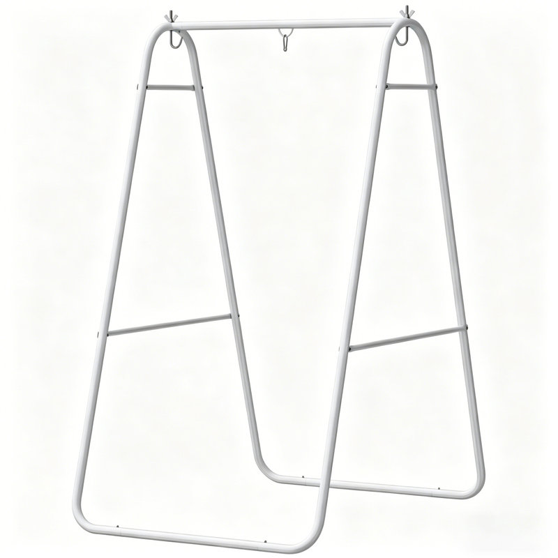 Support à œuf en acier massif 52 po x 40,9 po x 72 po, support de chaise hamac blanc, Blanc