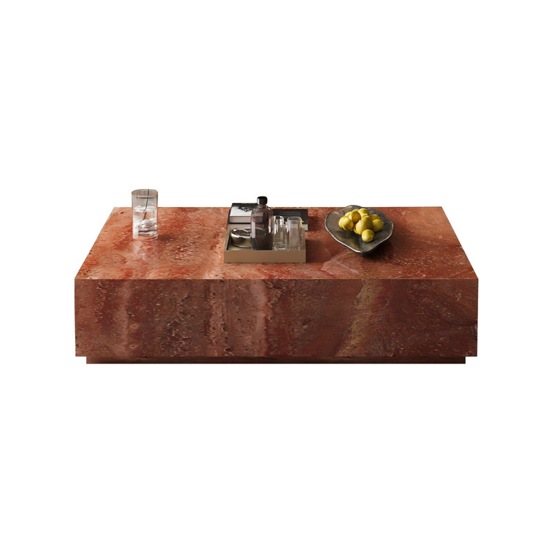 Luxury Rectangular Sintered Stone Coffee Table, Red