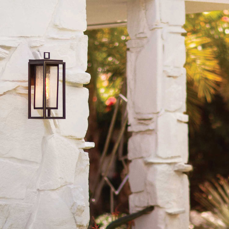 Gammett Outdoor Wall Mount Lantern with Anti-Fade Finish, Black, 16" H x 7" W x 7 D