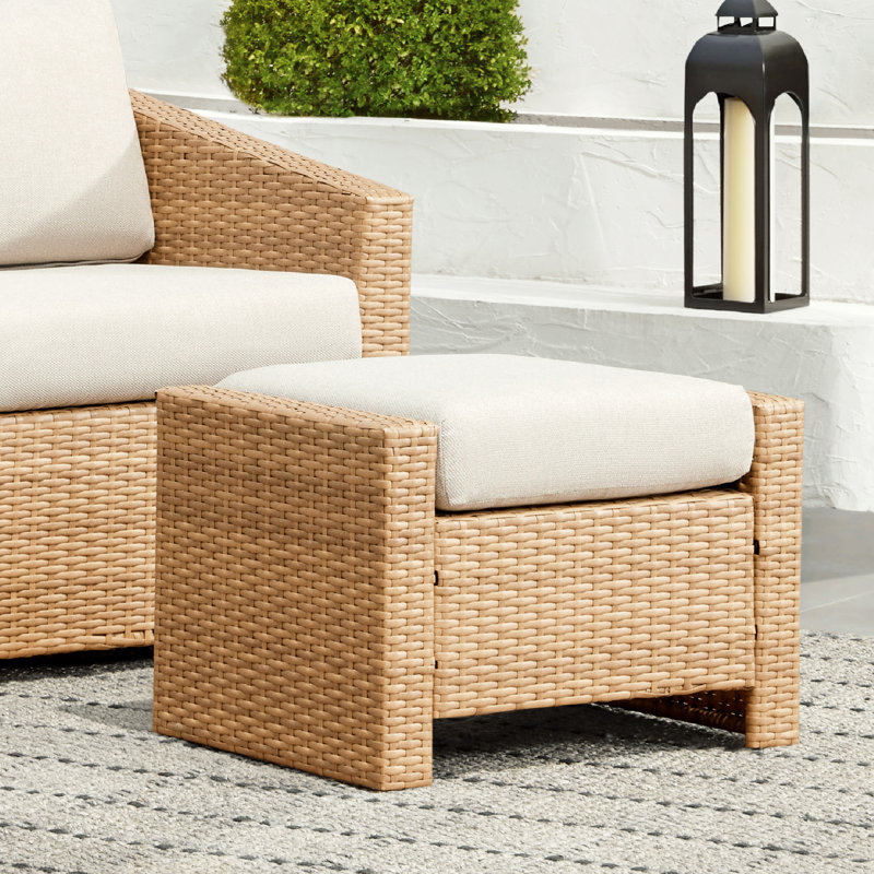 Chaise de patio pivotante simple avec repose-pieds Tiaka, Beige, Brun clair, Yes