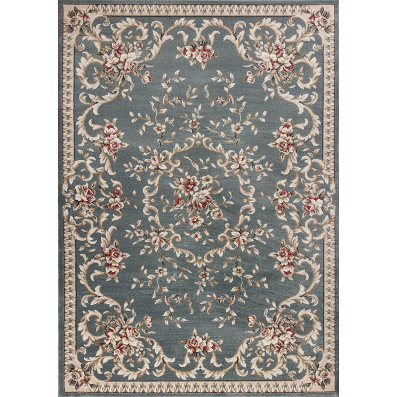 Vianney Oriental Slate Area Rug, Rectangle 9' x 12', Slate Blue