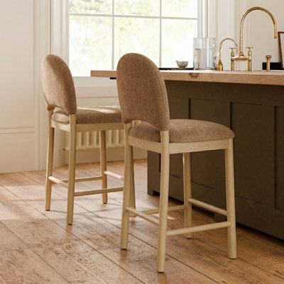 Paterson Curved-Back Armless Fabric & Counter Stool with Solid Wood Frame