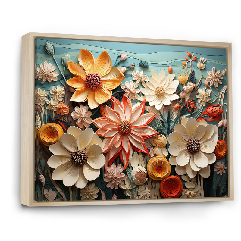 Motif floral vibrant oasis - impression, Cadre naturel flottant, H 34 po x l 44 po x P 1,5 po