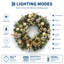 Couronne de Noël pré-illuminée de 61 cm (24 po) avec fleurs de magnolia et ornements électroplaqués, 20 lumières DEL, 8 modes d'éclairage et minuterie