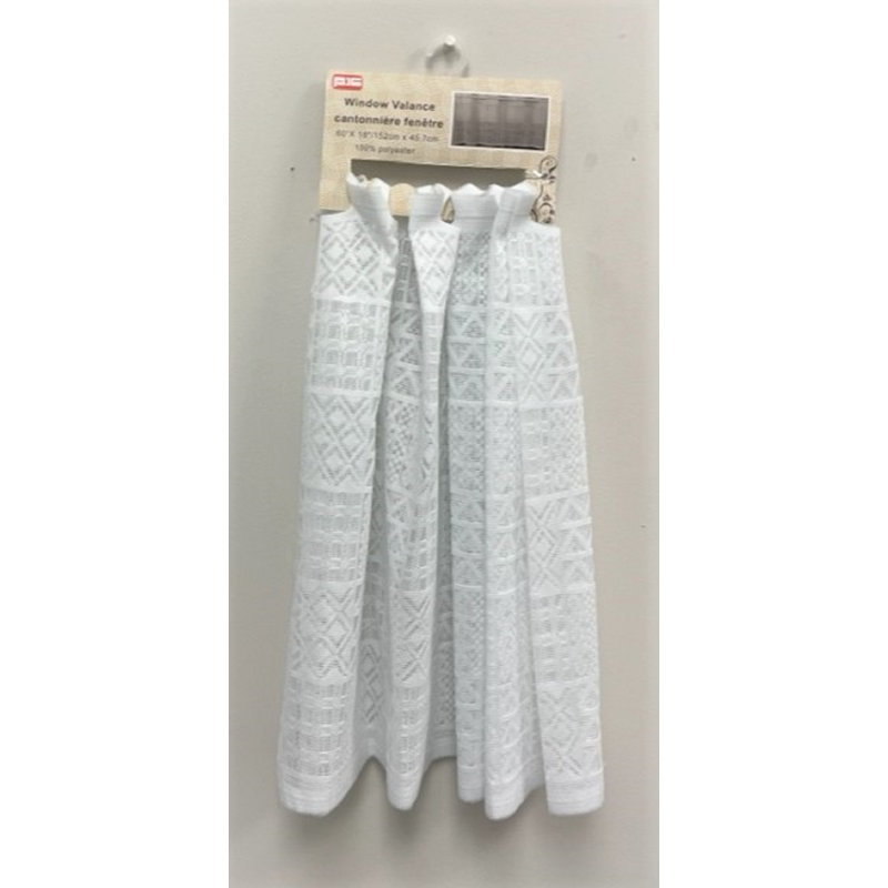 Cantonnière Ikat Tailored 60 po en blanc / noir