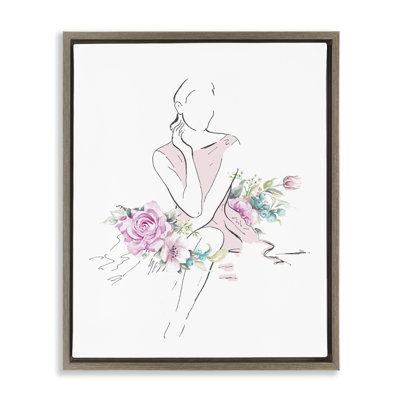 Soft Floral Fashion Framed Floater Canvas Wall Art by Patricia Pinto