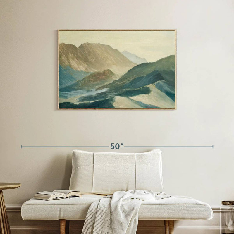 Silhouette de montagne, Cadre flottant en bois naturel, 37 po x 25 po
