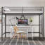 Metal Single Size Loft Bed, Metal Bed Frame with Removable Ladder and Safety Guardrail, Space Saving-1273729879