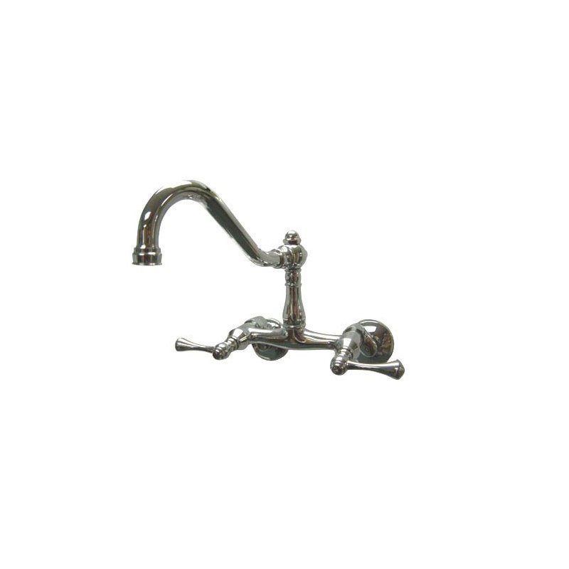 Double Handle Wall Mount Bridge Faucet with Buckingham Lever Handles, Polished Chrome