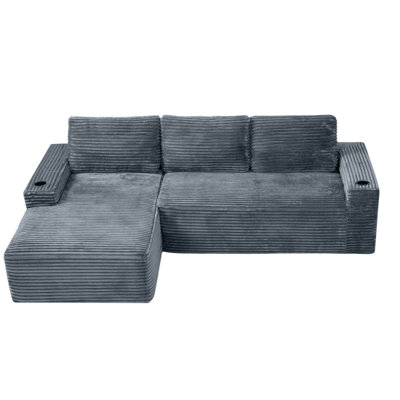 Canapé modulaire 104 po Cloud, canapé modulaire moderne avec assise profonde, canapé en velours côtelé avec méridienne en L pour salon