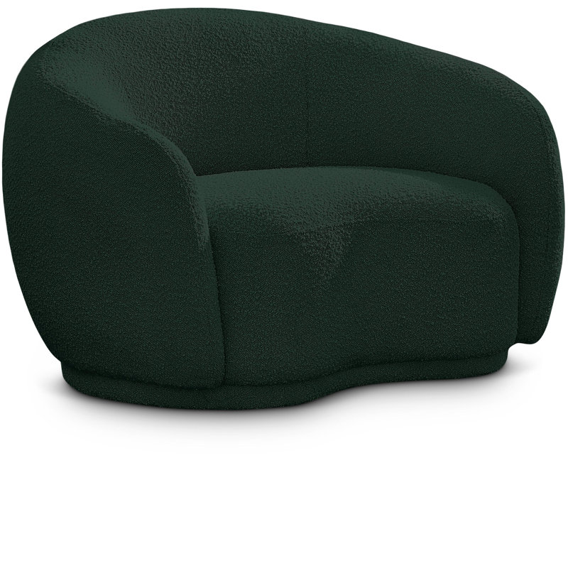 Desislava 42" W Boucle Fabric Chair, Green Boucle Fabric