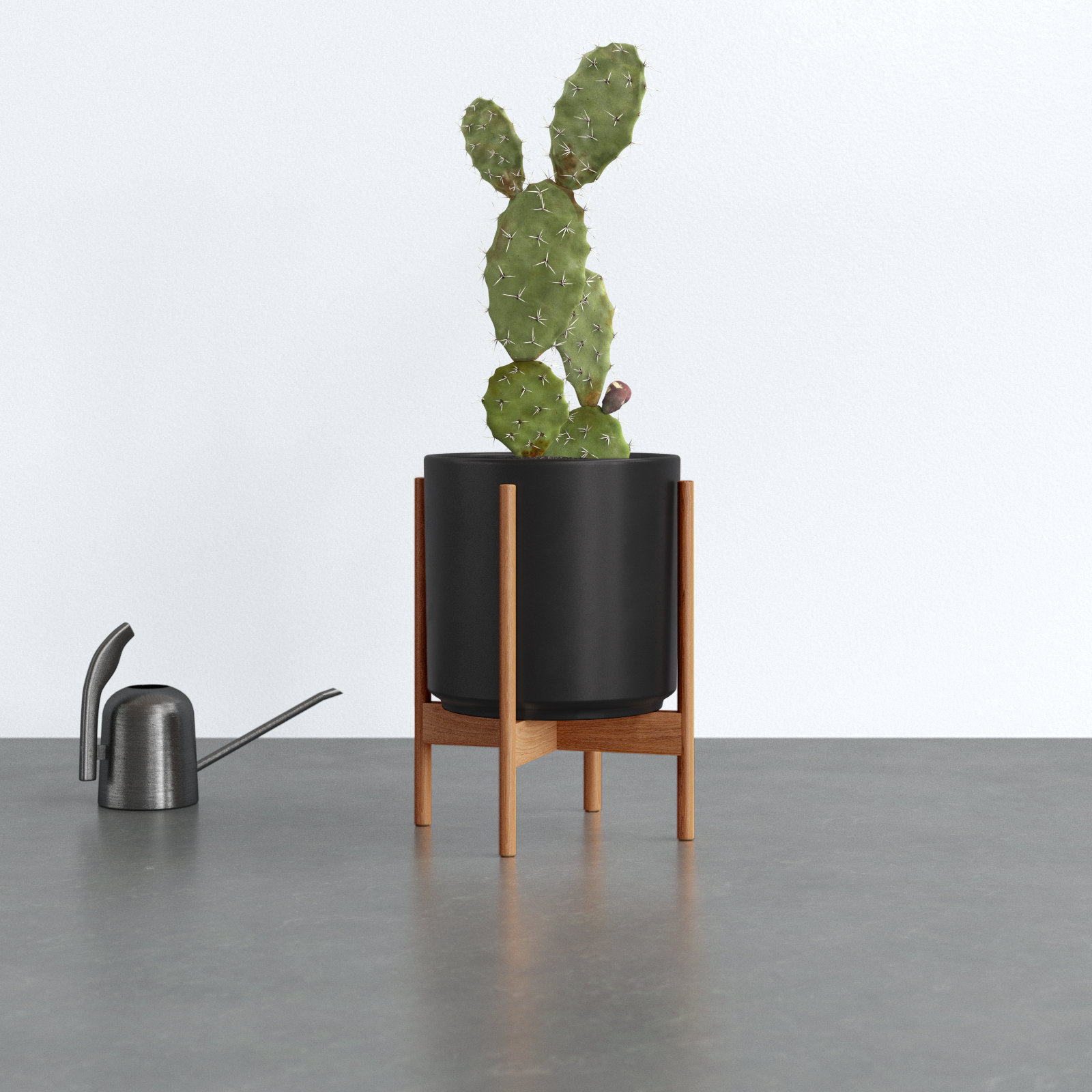 Riverside Handmade Ceramic Pot Planter, Black/Teak, 20" H x 15.5" W x 15.5" D