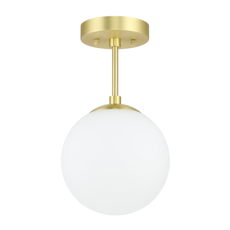 Andren Flush Light 1 Light Semi Flush Mount Ceiling Light, Globe Ceiling Light, Satin Brass