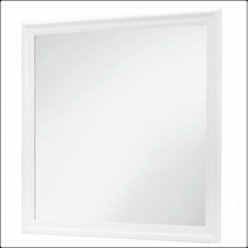 Miroir Charleston avec DEL en verre trempé et cadre en bois blanc, pour des intérieurs modernes et élégants., Blanc