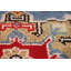 Tapis indien bleu à motif géométrique 3x5