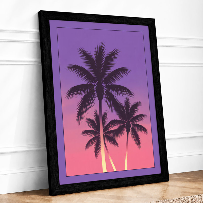 Palms at Dusk Tropical - Framed Print, A3 - 42.0 x 29.7 cm, Black