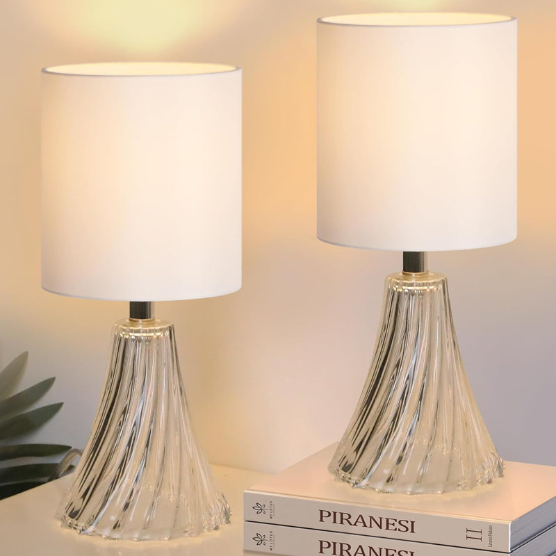 Petites lampes de table en cristal pour chambre à coucher Jobani, Transparent