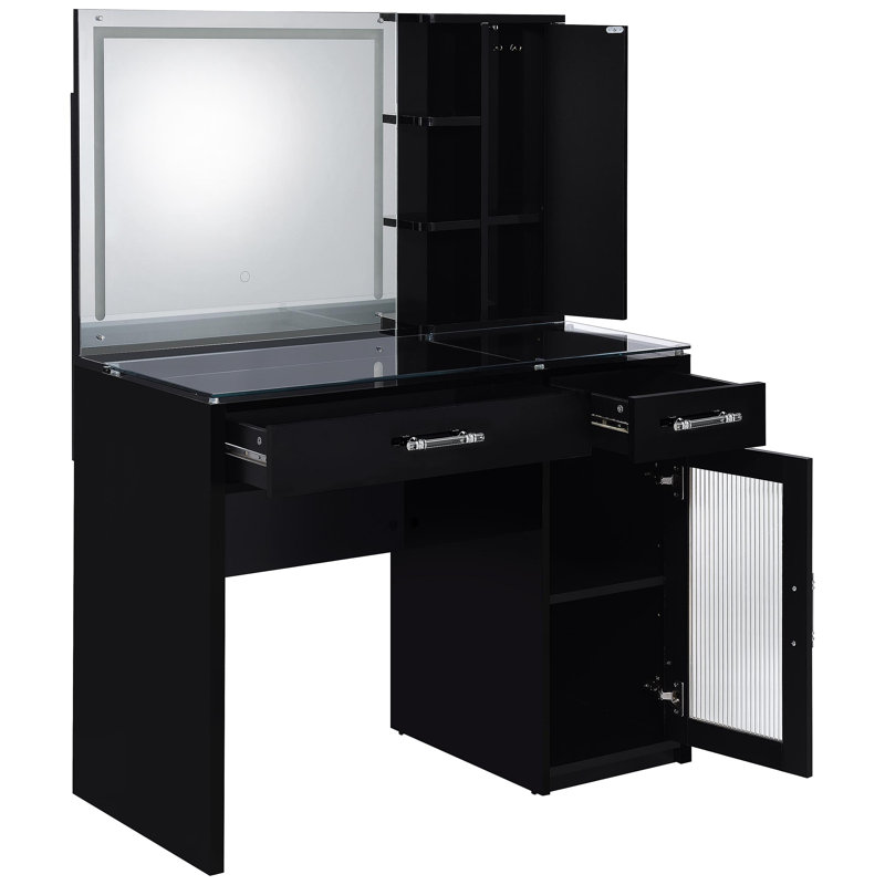 Coiffeuse 2 tiroirs avec miroir et tabouret
