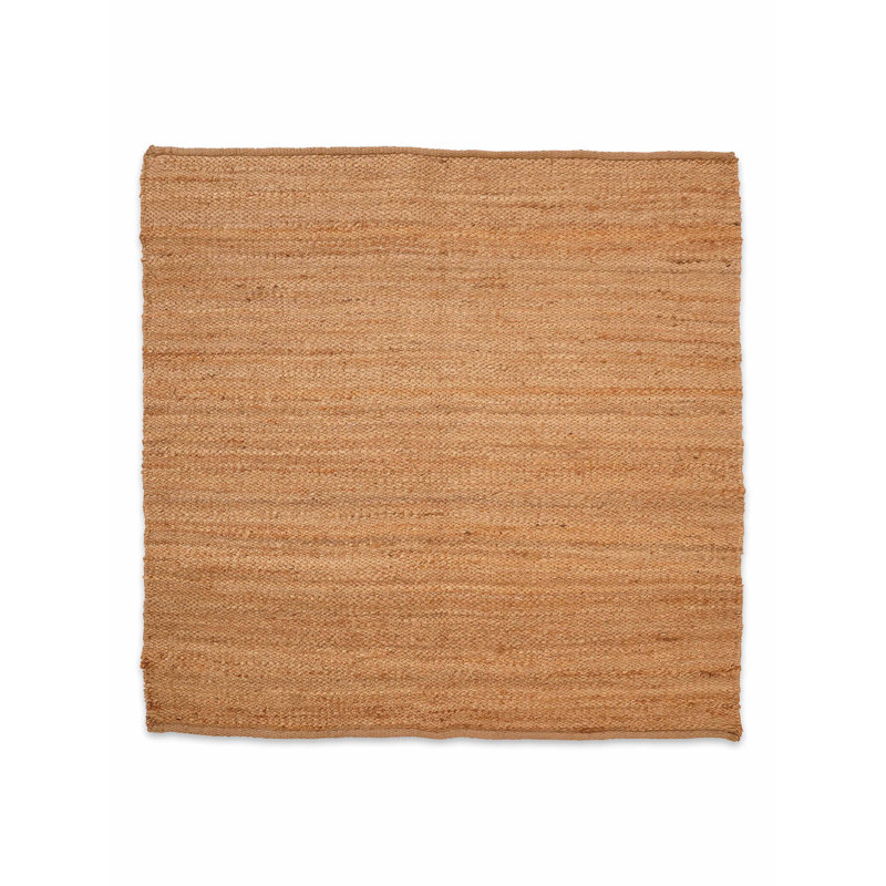 Heller Hand Woven Jute Eco-Friendly Solid Area Rugs - Square, Light Brown Color, Solid Pattern, High Pile, Natural Fiber, Outdoor Indoor