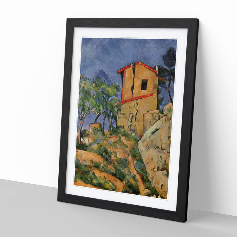 The House with Cracked Walls by Paul Cezanne - Picture Frame Painting, 36cm H x 27cm W x 2cm D, Black