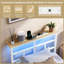 Metal Bed Frame with Charging Station & LED Headboard & Movable Storage Rack-1337937811-1337937812
