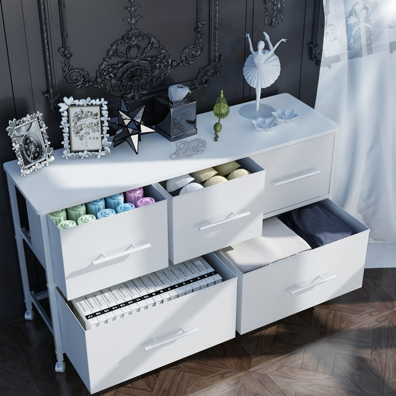 Tamaika 281.94cm W 5 - Drawer Chest of Drawers, White