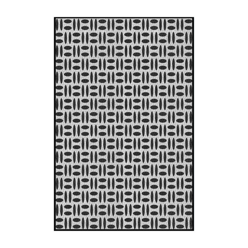 Tapis noir/blanc à motifs, Rectangle 5 pi x 7 pi