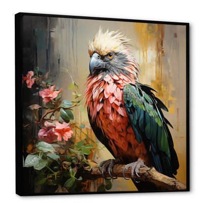 Faucon bleu et rose dans un arbre tropical III - art mural animal faucon