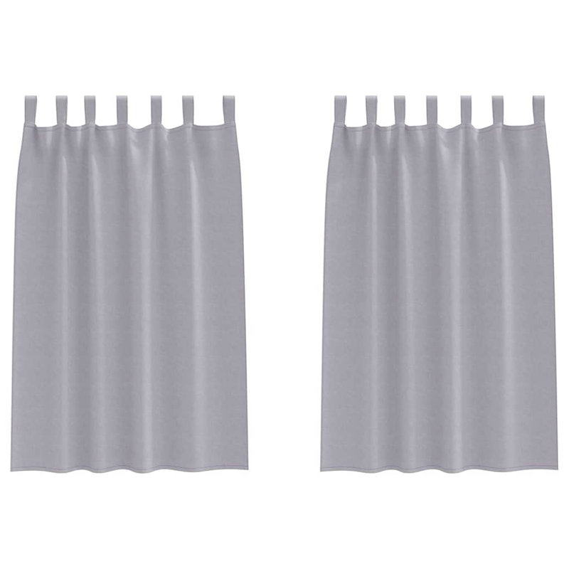 Curtains With Curtains 2 Pcs Polyester, 175cm Width x 140cm Drop, Metal Grey