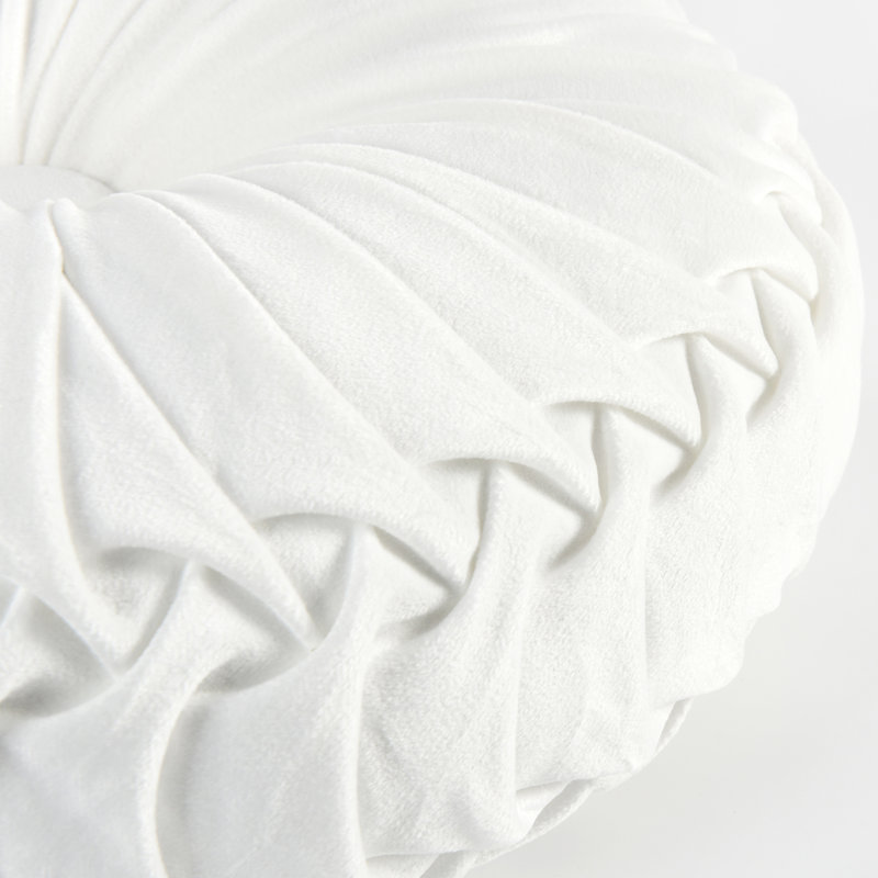 Velvet Round Throw Pillow, White
