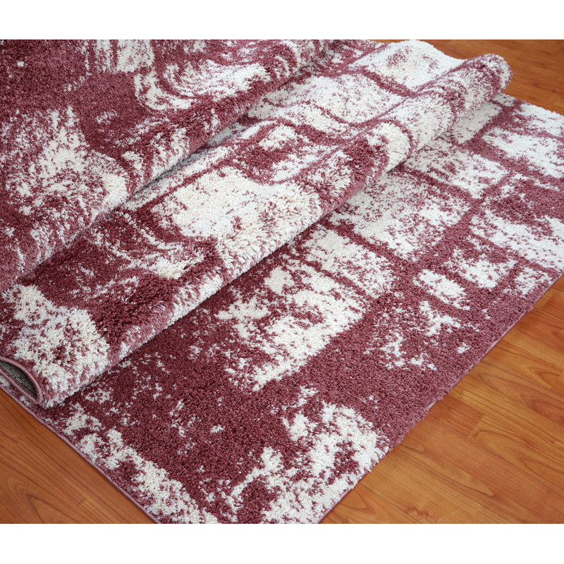 Rose abstrait/tapis décoratif crème Nehemiah, Rectangle 5 pi 2 po x 7 pi 5 po