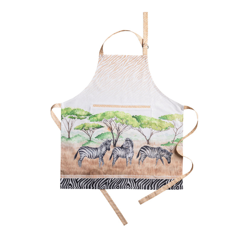Maison d' Hermine 100% Cotton Apron for women with Pocket Kitchen Chef Apron for Men Cooking Gardening Server Waitress Maid (Zebra Life).