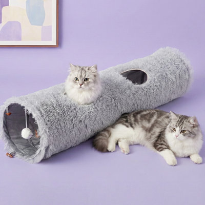 Happy & Polly 47.2'' Cozy Convertible Cat Tunnel Toy For Indoor Cats Gray