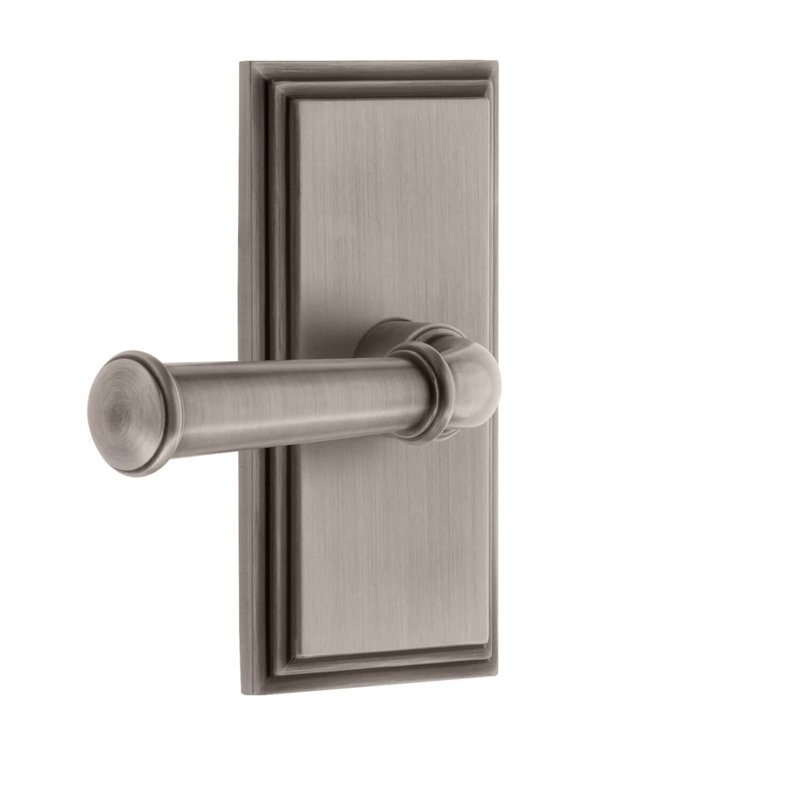 Grandeur Carré Plate Privacy Georgetown Lever, Antique Pewter, 2 3/8"