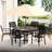 Outdoor Round Coffee Table, All - Weather Steel, 40.6"X40.6"X27.92", Umbrella Hole, Black For Backyard And Poolside Deck-511942045