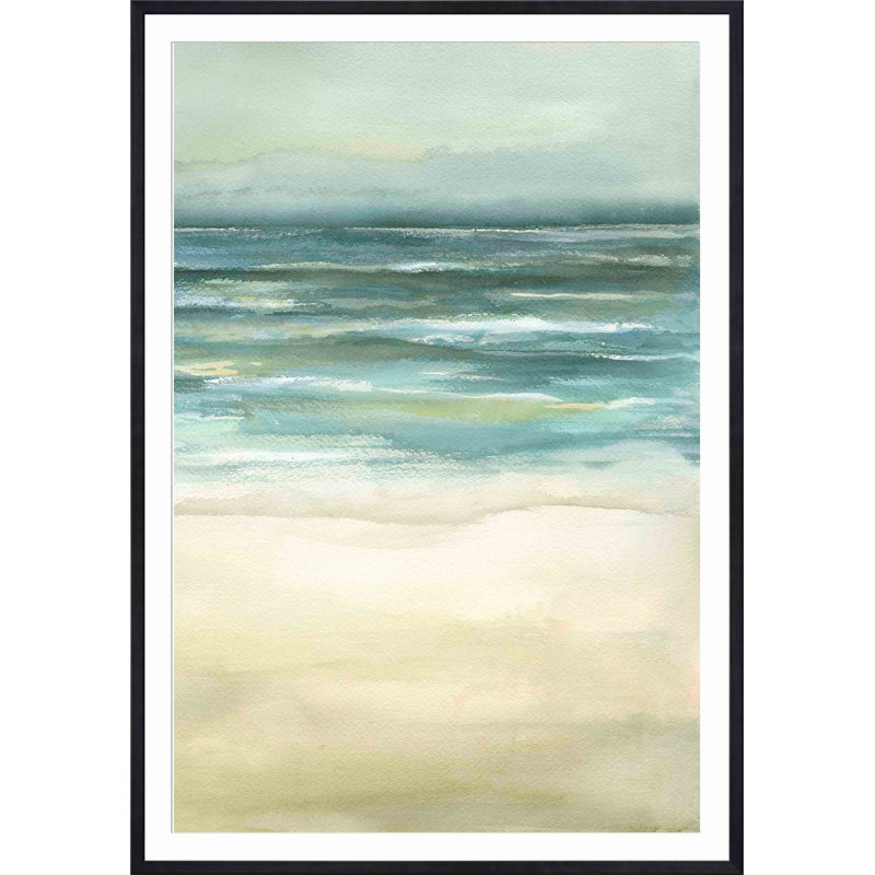 «Tranquil Sea III» par Jennifer Goldberger - peinture encadrée, Noir, H 36 po x l 36 po
