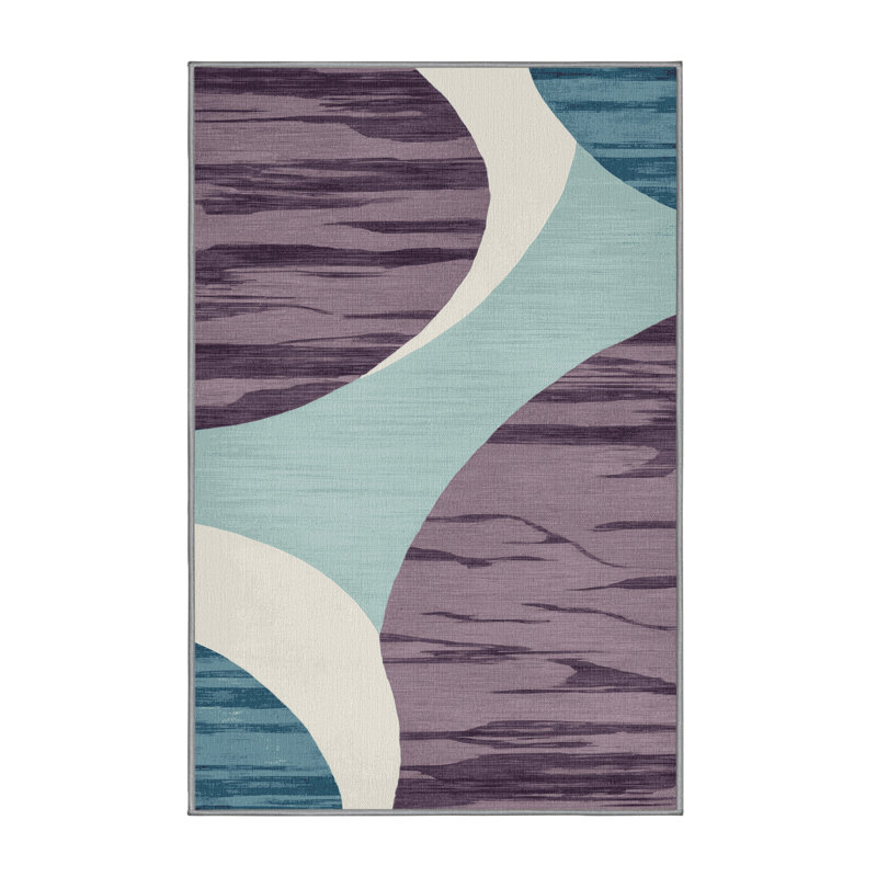 Tapis rose aquarelle lavable à la machine, Rectangulaire 8 pi x 10 pi