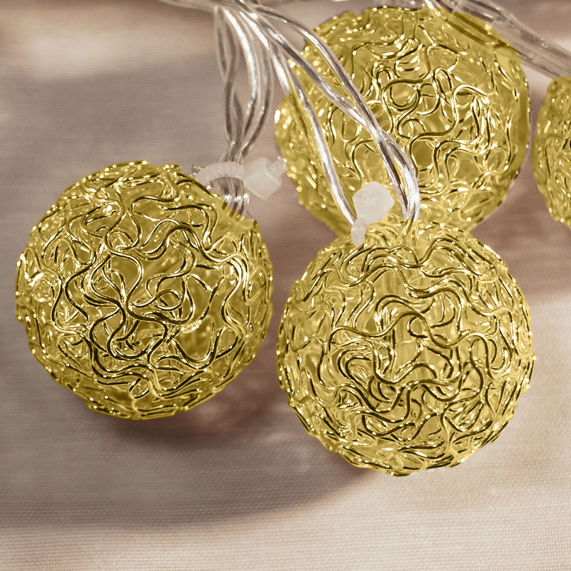 Janyssa Battery Operated String Lights with 20 Gold Balls