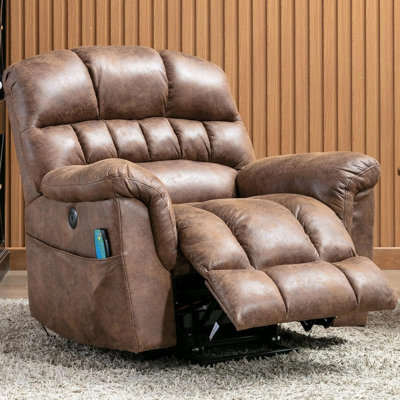 Fauteuil inclinable électrique Power Lift avec massage et chaleur pour personnes âgées et grandes personnes, fauteuil inclinable électrique en simili cuir robuste avec port USB et poches latérales