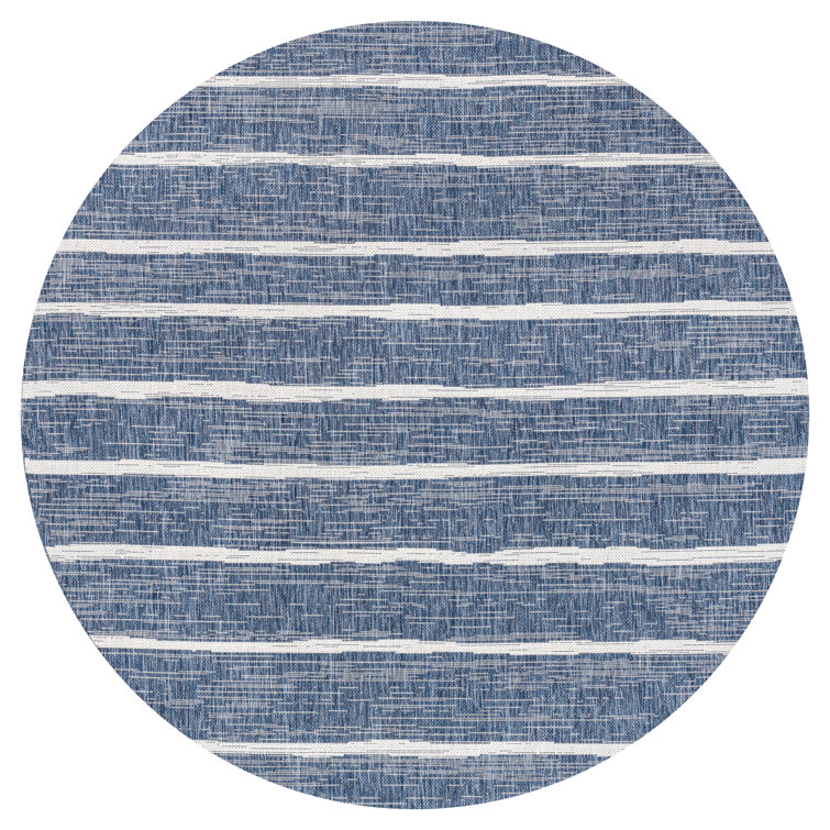 London Berber Stripe Blue/Ivory Indoor/Outdoor Rug