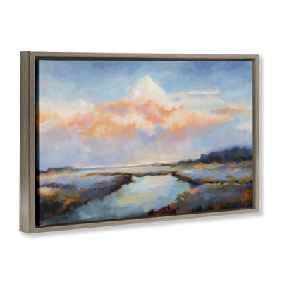 «River with Pastel Clouds», toile flottante encadrée par Odile