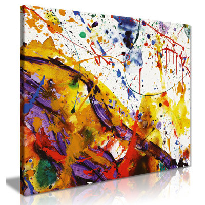 Abstract Modern Art Home Paint Splashes - Wrapped Canvas Print