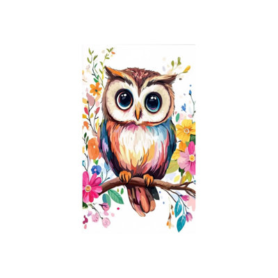 Mignon hibou blanc sur toile non encadrée 12 po x 18 po