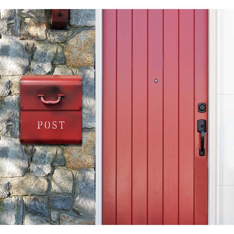 Rustic Red Aluminum Wall Mounted Mailbox with Handle