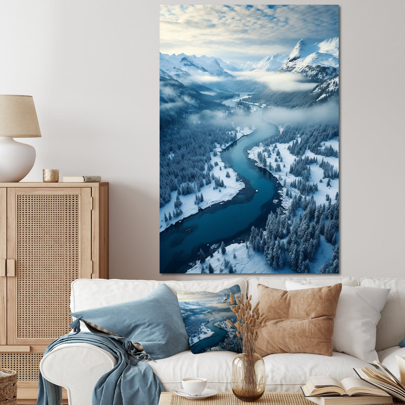 Pine Valley Winter Mountain Landscape IV - Art mural paysage d'hiver, Toile tendue, H 32 po x l 16 po