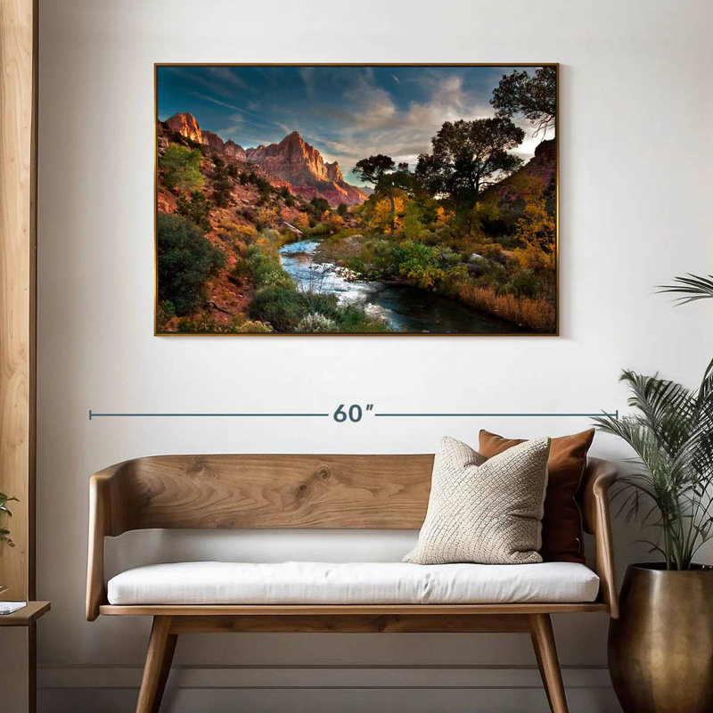 Paysage de Sion, 46 po x 31 po, Cadre flottant doré
