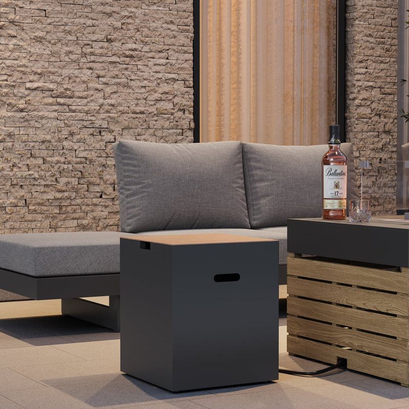 Tevara Outdoor Aluminum Propane Tank Cover Table for Fire Pit