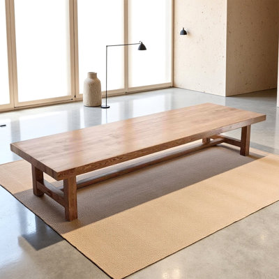 Solid wood rectangular conference table with H-shaped base