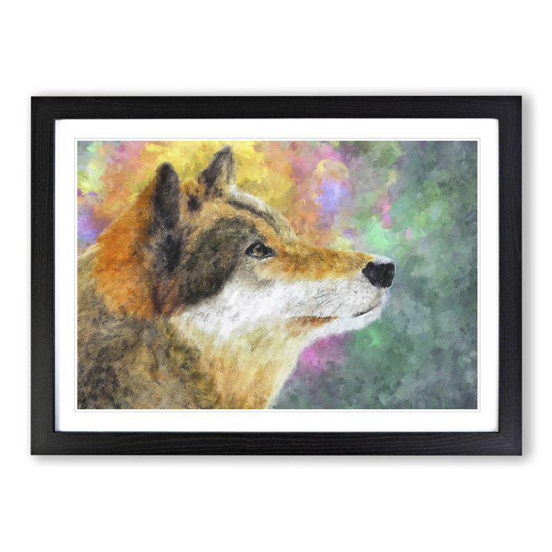 Abstract Wolf Vol.1 - Picture Frame Graphic Art, 48cm H x 65cm W x 2cm D, Black Framed